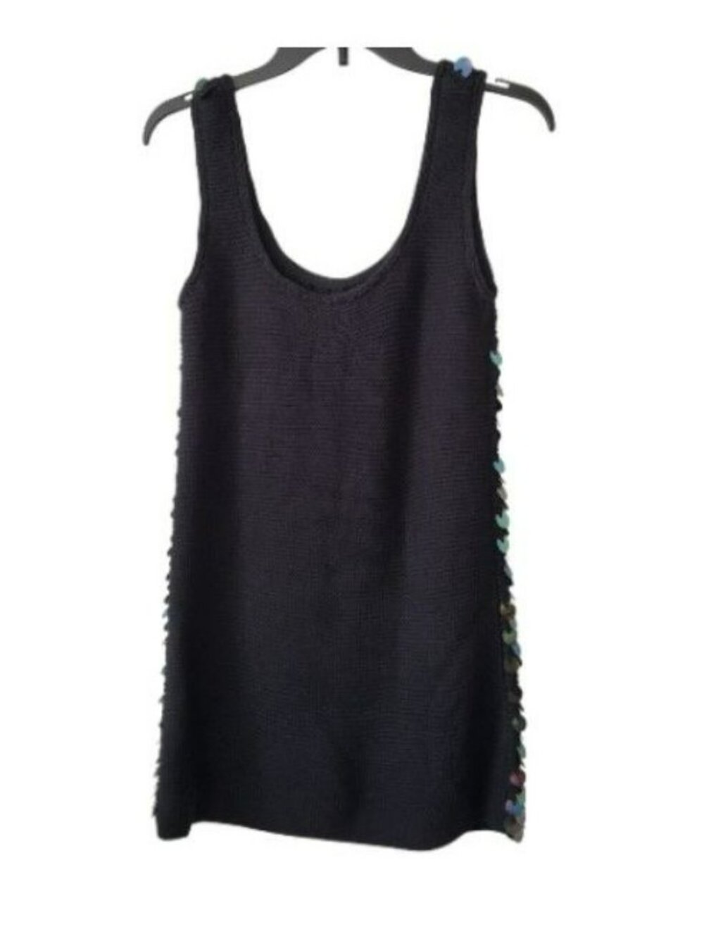 JoosTricot $695 Black Oil Slick Sequin Crochet Mini Rave Dress Retro Y2K Mermaid - Picture 6 of 11